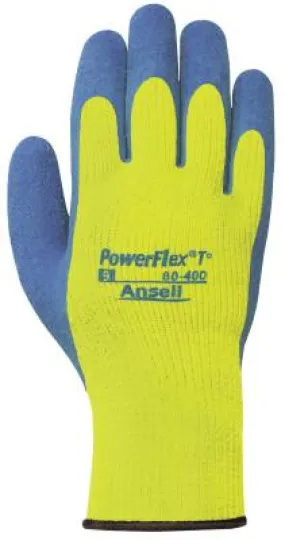 Ansell PowerFlex T Hi Viz Yellow Gloves, 8,, 80-400-8