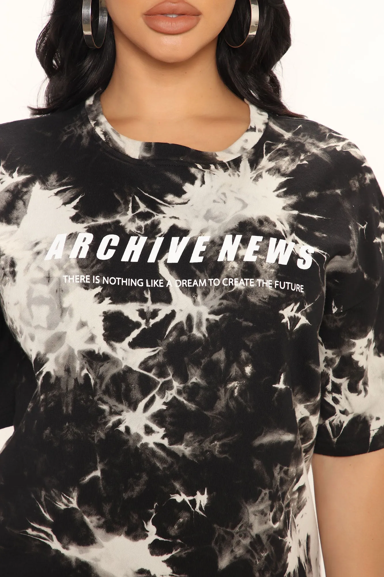 Archive News Tie Dye Top - Black/White