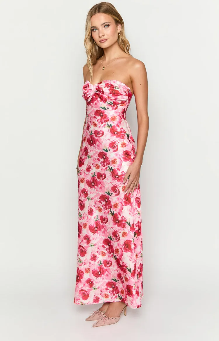 Ashley Pink Floral Formal Maxi Dress