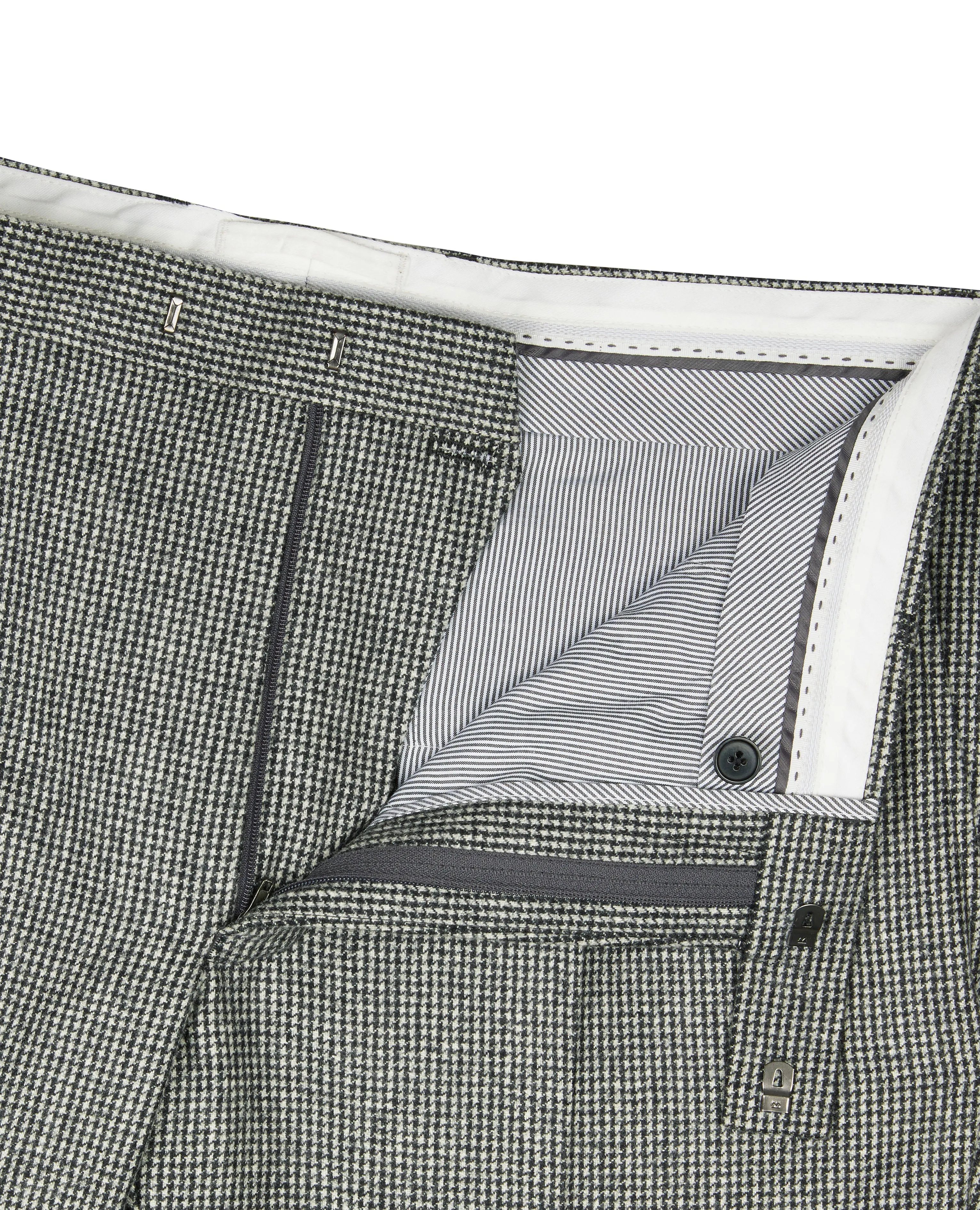 Auden Slim Fit Grey Houndstooth Merino Wool Trouser