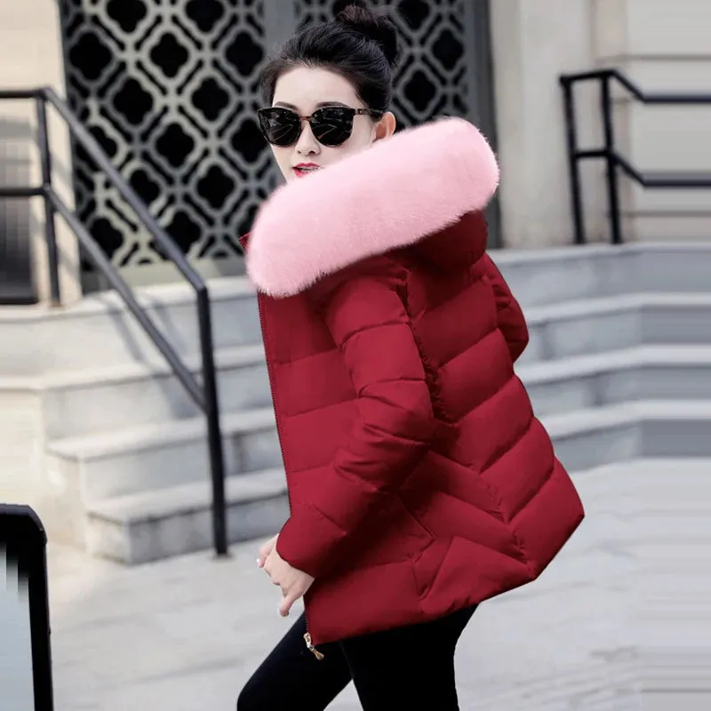 Autumn Coat Female Jacket New 2024 Hooded Parka Warm Big Fur Winter Jacket Women Wadded Ladies Plus size 5XL Women's down jacket