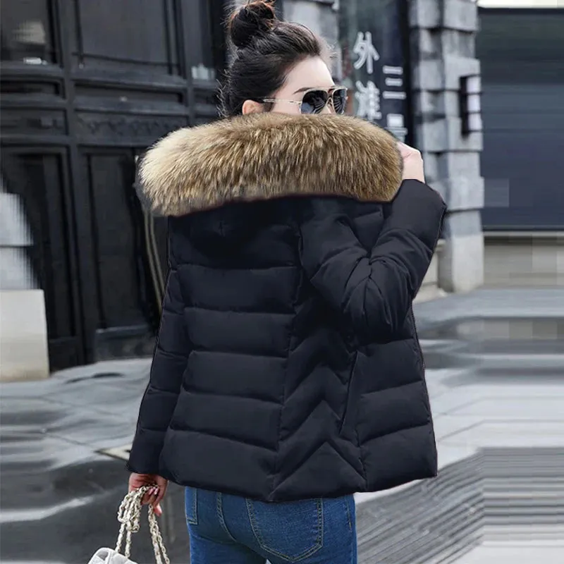 Autumn Coat Female Jacket New 2024 Hooded Parka Warm Big Fur Winter Jacket Women Wadded Ladies Plus size 5XL Women's down jacket