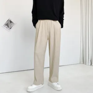 Autumn Winter Men Straight Pants Over Fit Casual Trousers