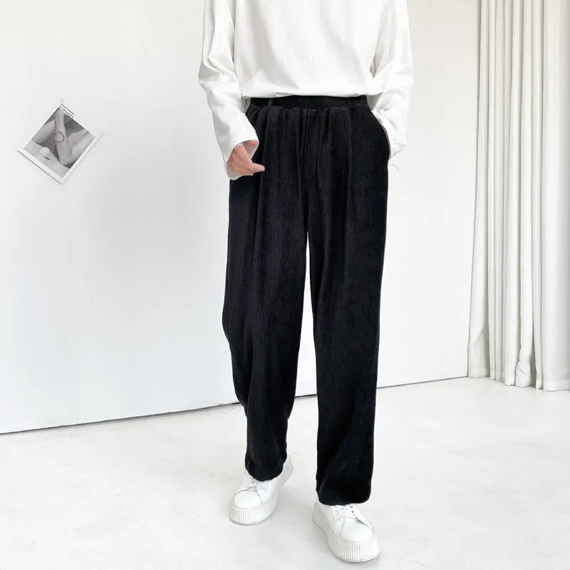 Autumn Winter Men Straight Pants Over Fit Casual Trousers