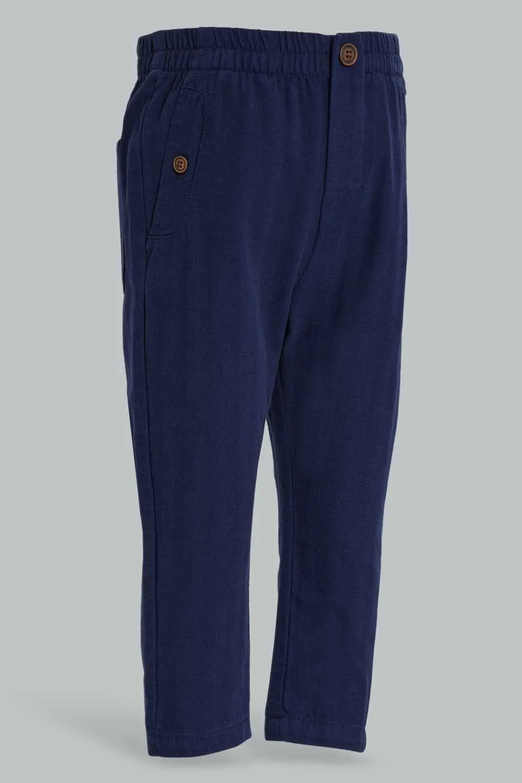 Baby Boys Navy Herringbone Trouser