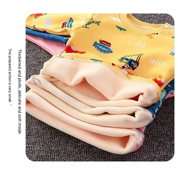 Baby Fleece-lined Thick High Waist Thermal Underwear Set