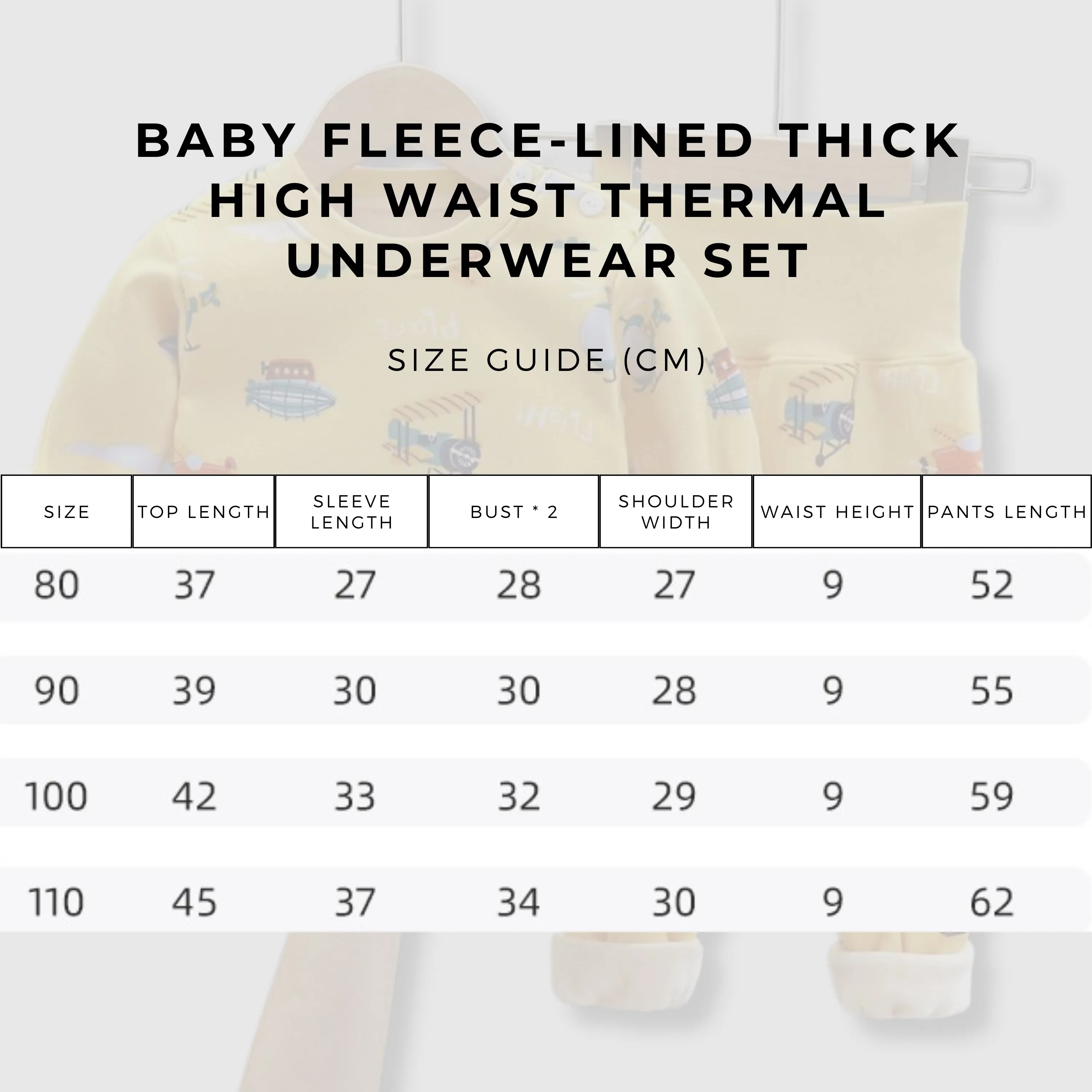 Baby Fleece-lined Thick High Waist Thermal Underwear Set