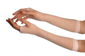 Baby Pink Fishnet Mesh Net Fingerless Party Gloves