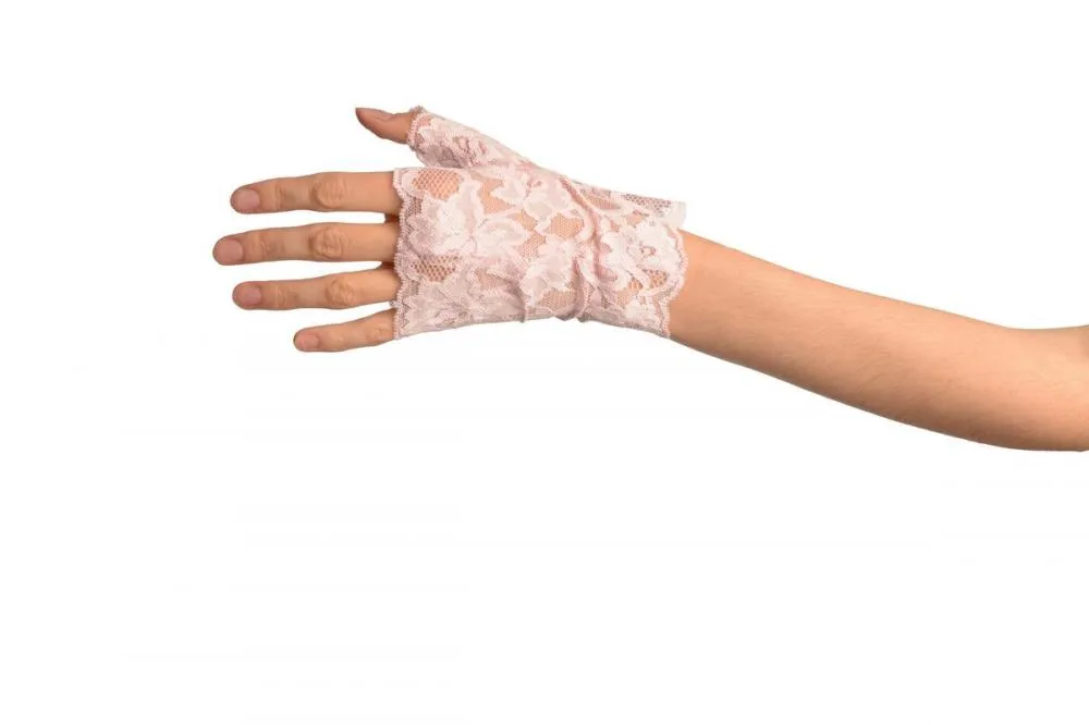 Baby Pink Lace All Over Fingerless Gloves