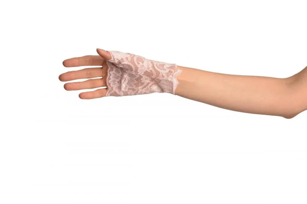 Baby Pink Lace All Over Fingerless Gloves