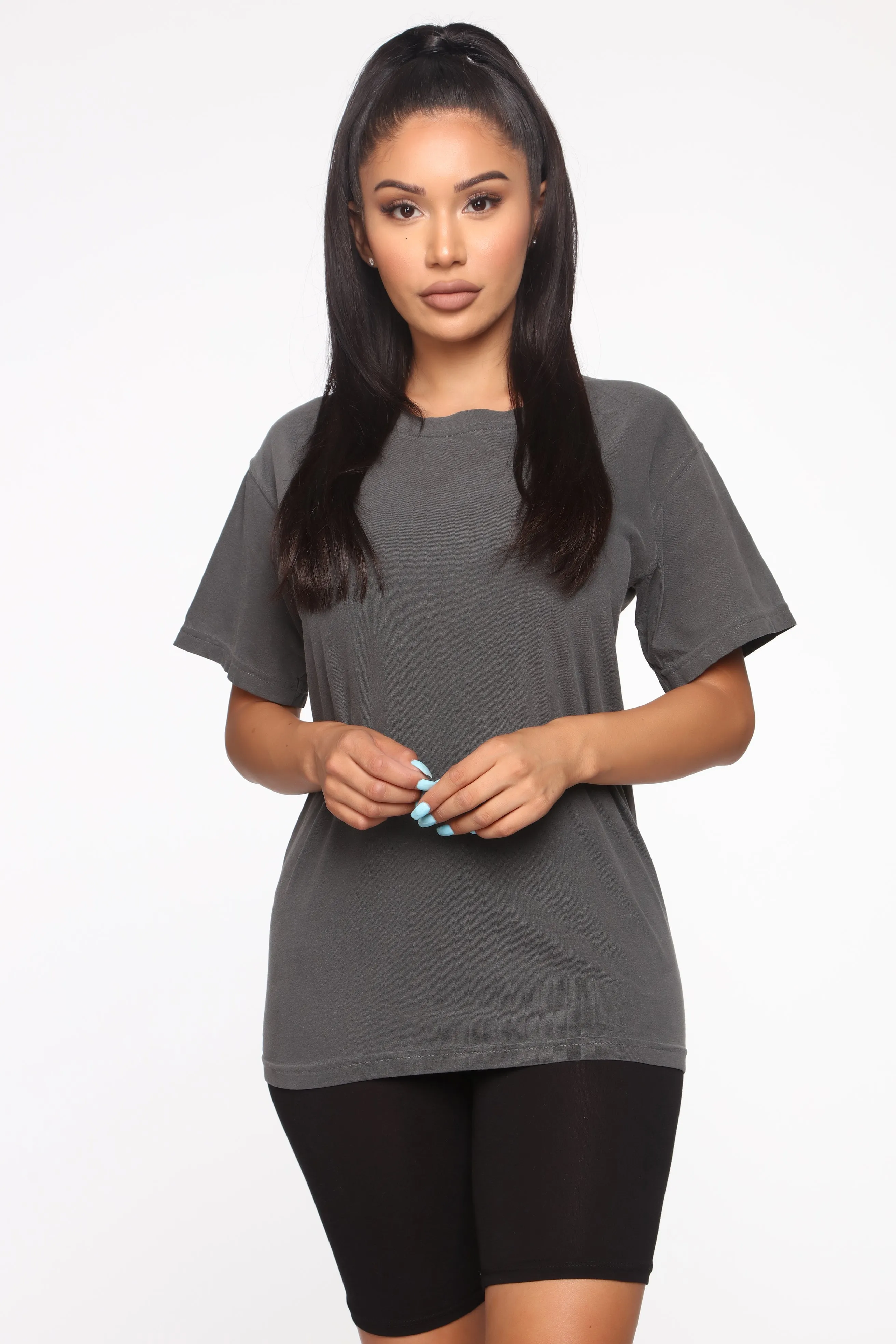 Bad Bitch Tunic Top - Charcoal