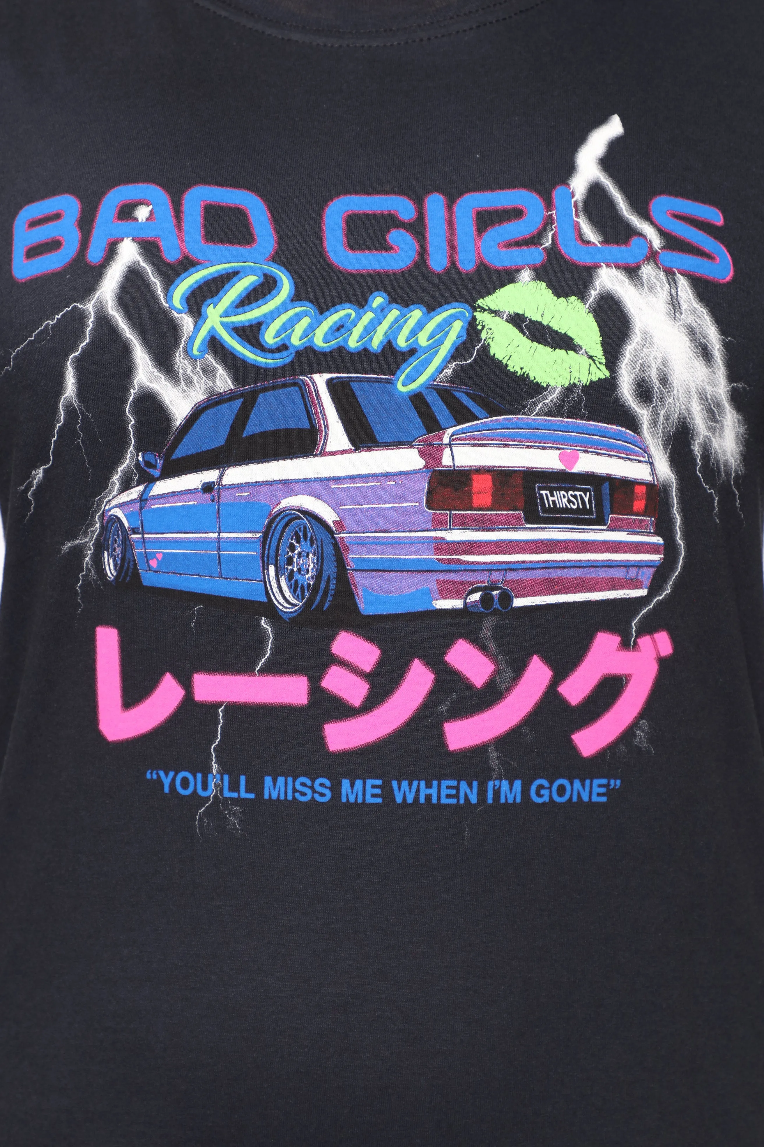 Bad Girls Racing Tunic Top - Black