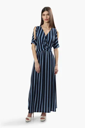 Beechers Brook Striped Crossover Maxi Dress - Navy