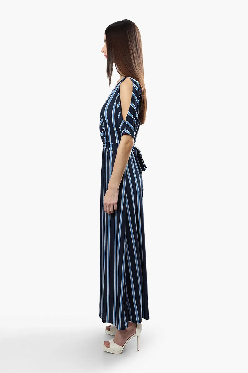 Beechers Brook Striped Crossover Maxi Dress - Navy