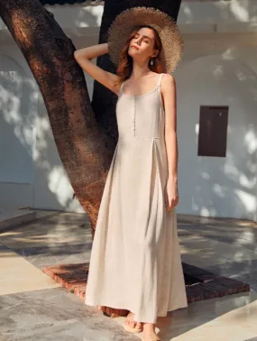 Beige backless maxi dress