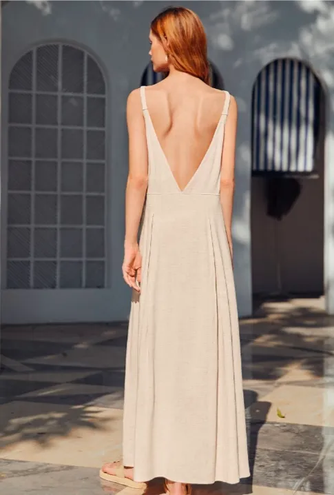 Beige backless maxi dress