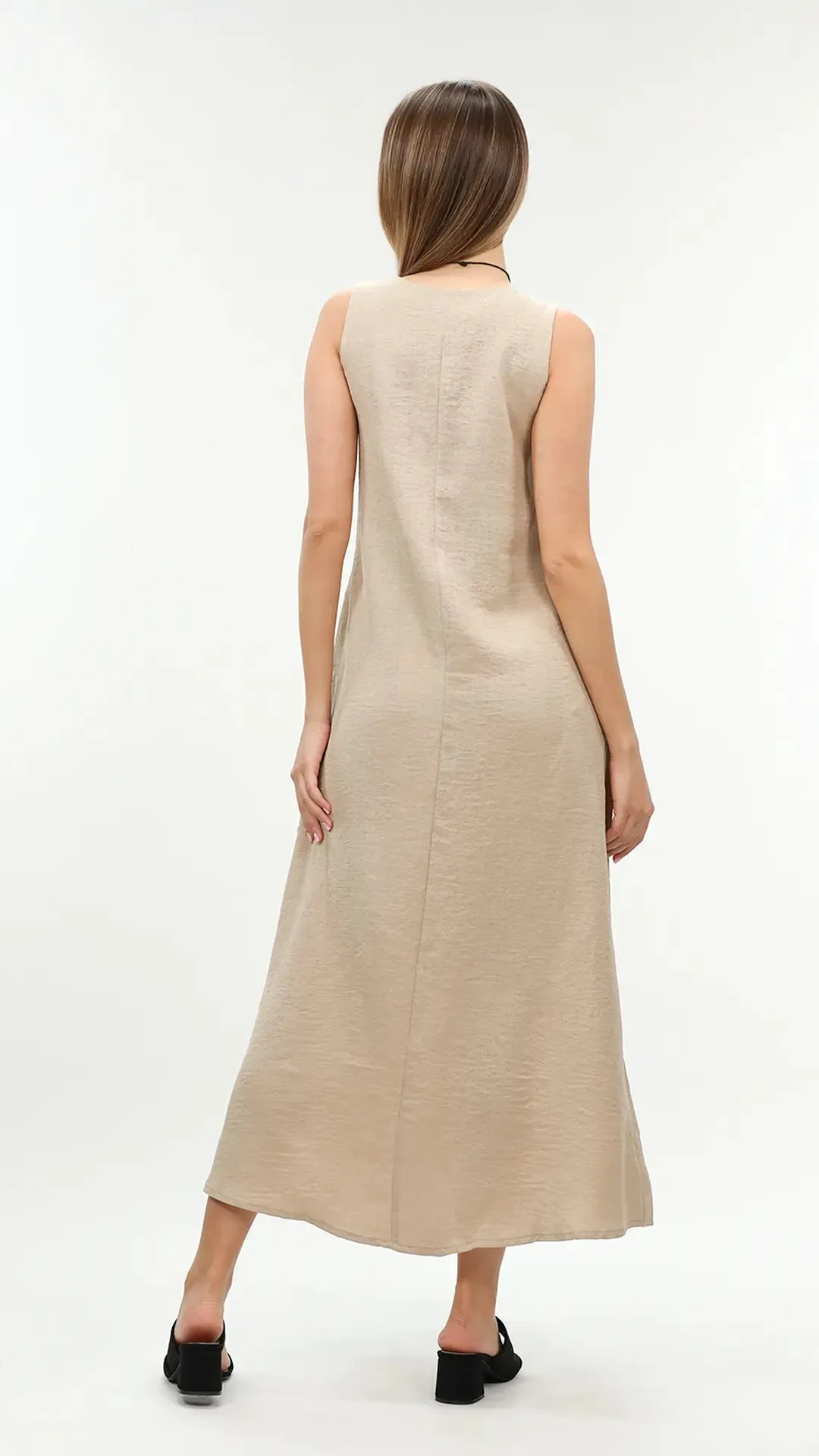 Beige Maxi Dress With Open Side