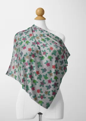 Berry Flowers White Satin Shawl