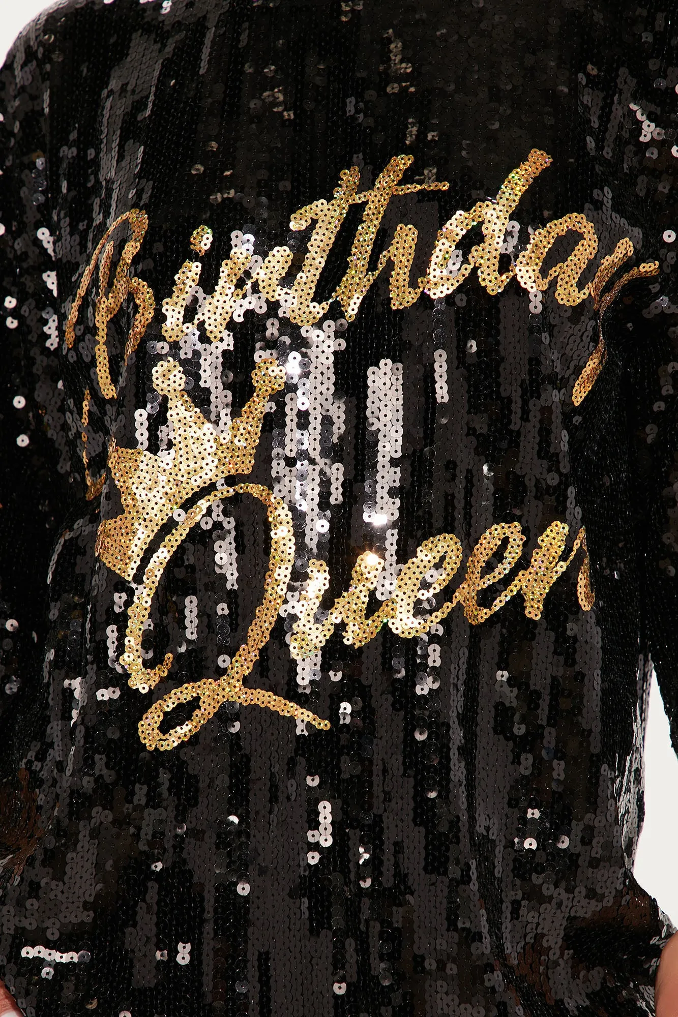 Birthday Queen Sequin Tunic - Black