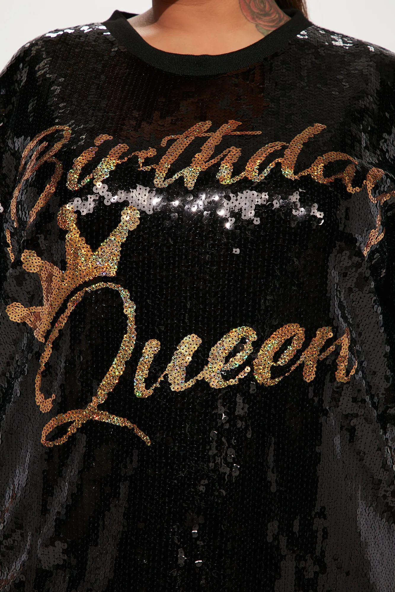 Birthday Queen Sequin Tunic - Black