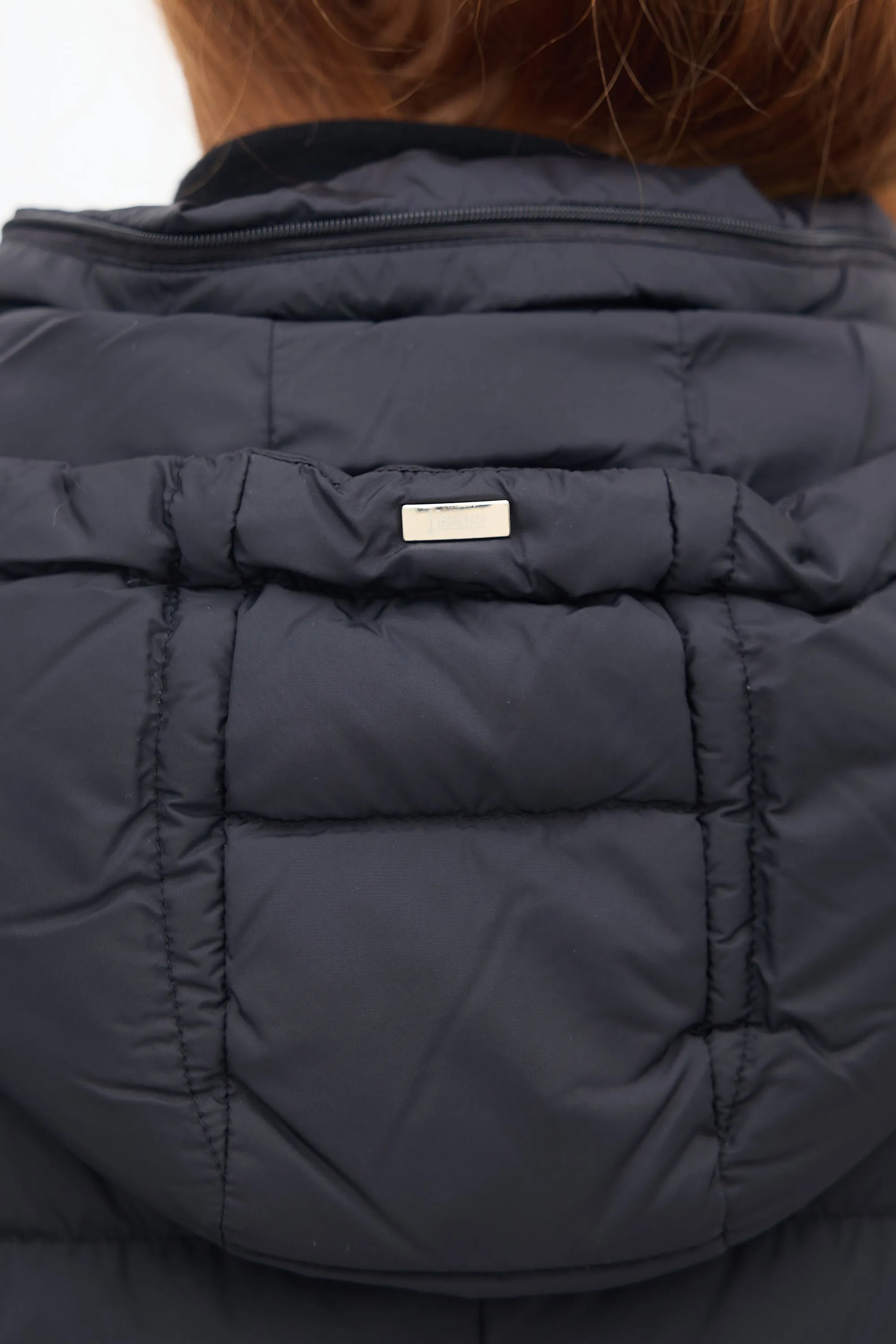 Black Down & Nylon Hooded Puffer Coat