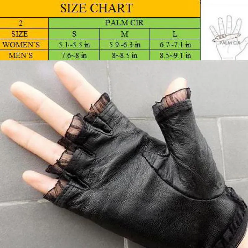 Black Half Finger Leather Sexy Gloves