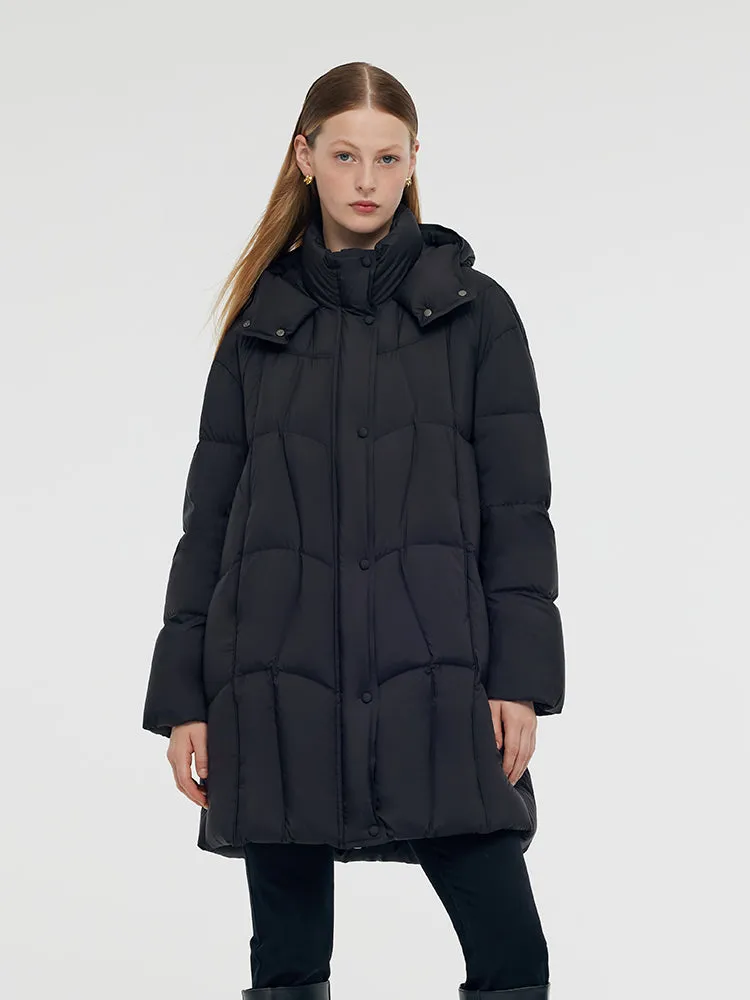 Black Hooded Goose Down Coat