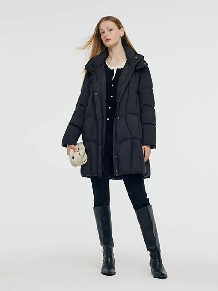 Black Hooded Goose Down Coat