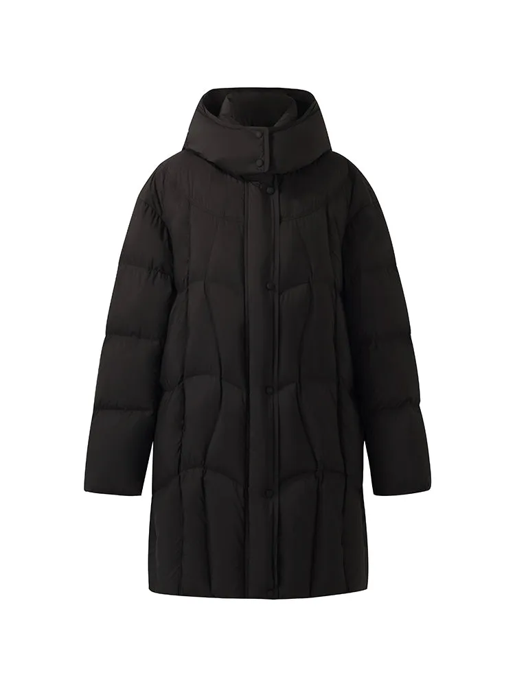 Black Hooded Goose Down Coat