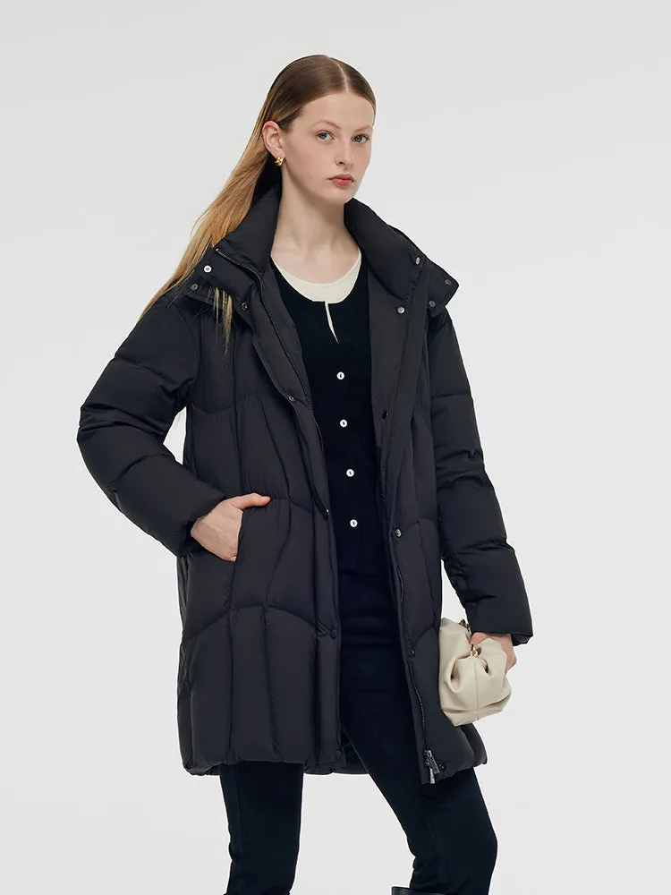 Black Hooded Goose Down Coat