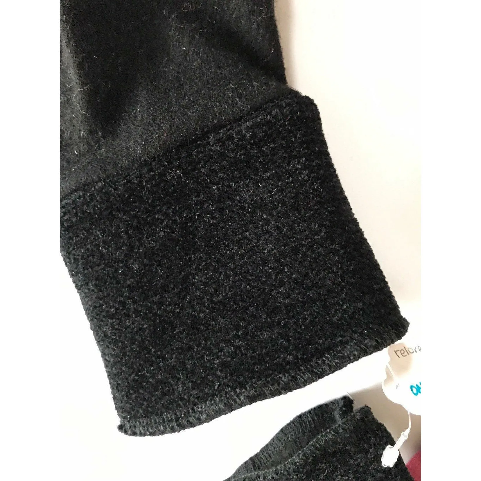 Black recycled up cycled sweater full finger winter gloves in stretch woo .