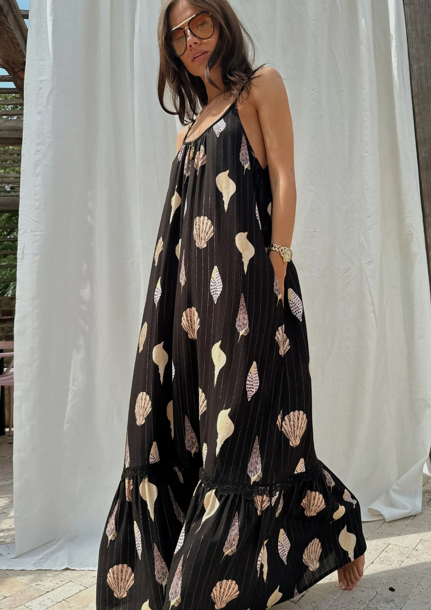 Black Shells Maxi Dress