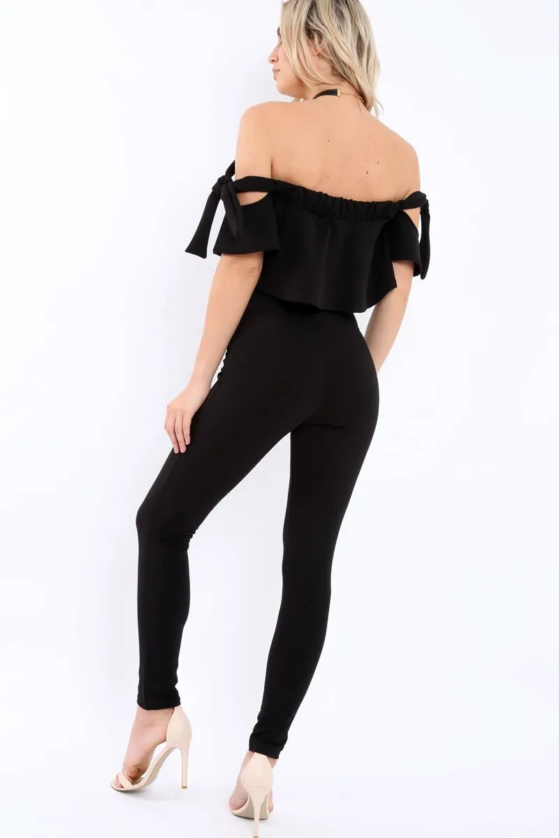 Black Trousers and Crop Top Co-ord - Daizy