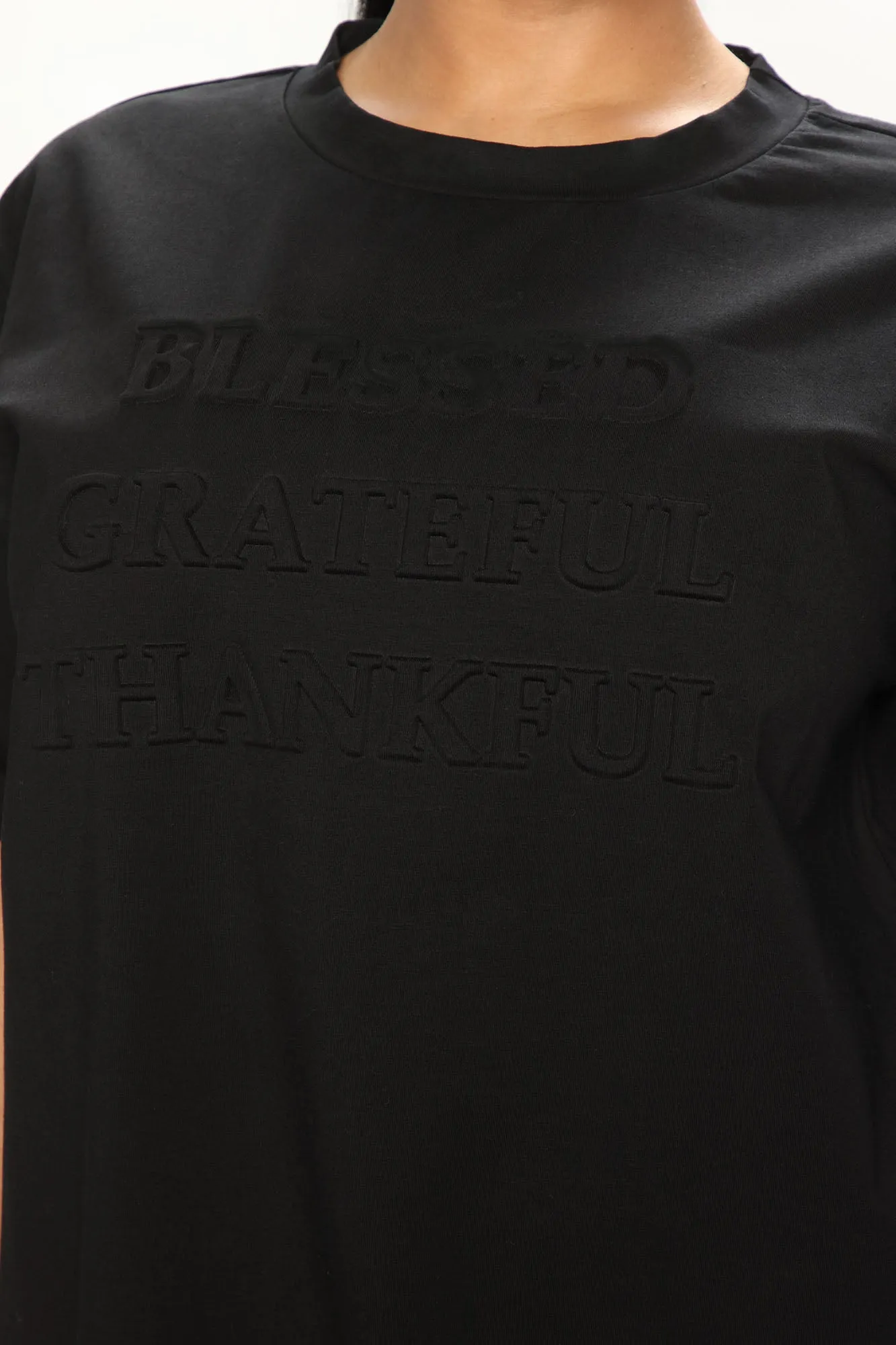 Blessed Embossed Screen Top - Black