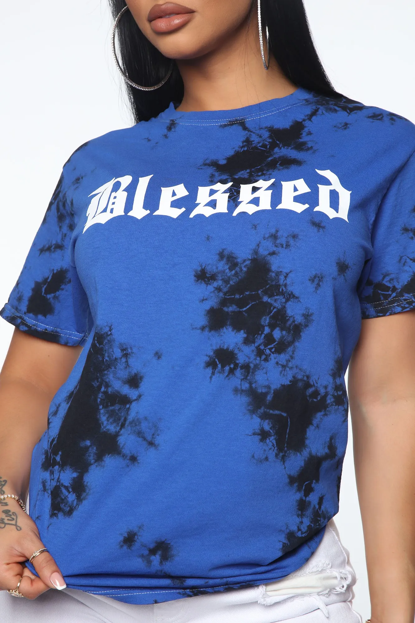 Blessed Tie Dye Tunic Top - Royal/combo