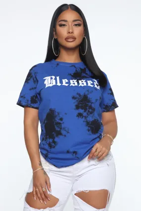 Blessed Tie Dye Tunic Top - Royal/combo