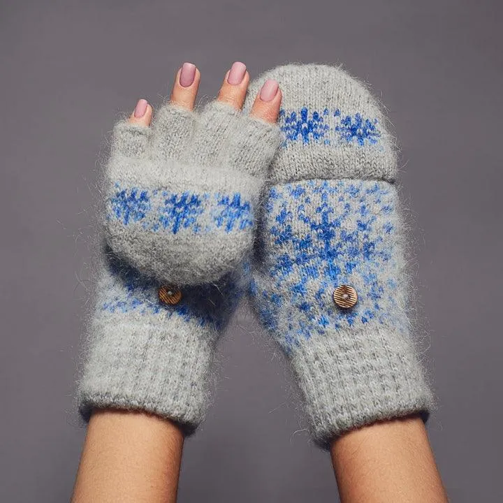 Blue Blizzard | Heavy Goat Wool | Fingerless Gloves