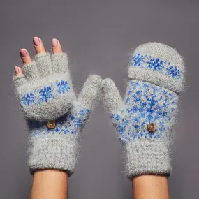 Blue Blizzard | Heavy Goat Wool | Fingerless Gloves