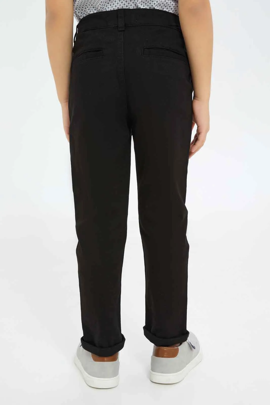 Boys Black Plain Chino Trouser