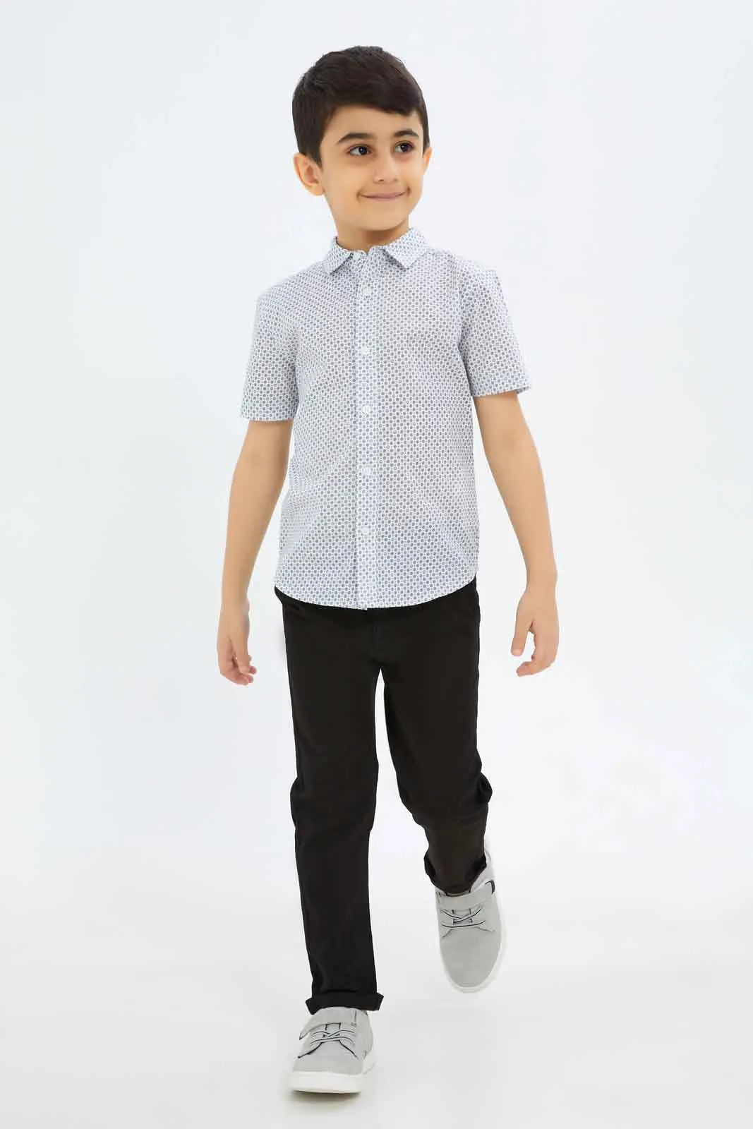 Boys Black Plain Chino Trouser