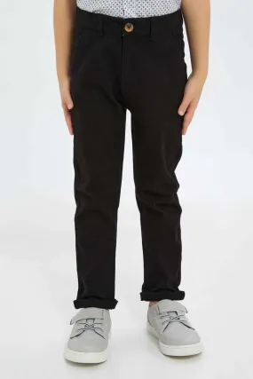 Boys Black Plain Chino Trouser