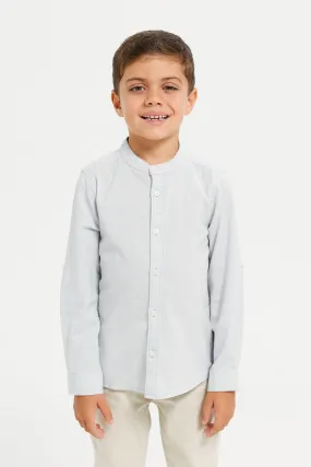 Boys Grey Long Sleeved Mandarin Shirt