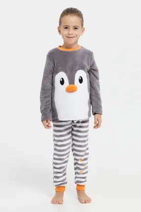 Boys Grey Penguin Print Pyjama Set (2 Piece)