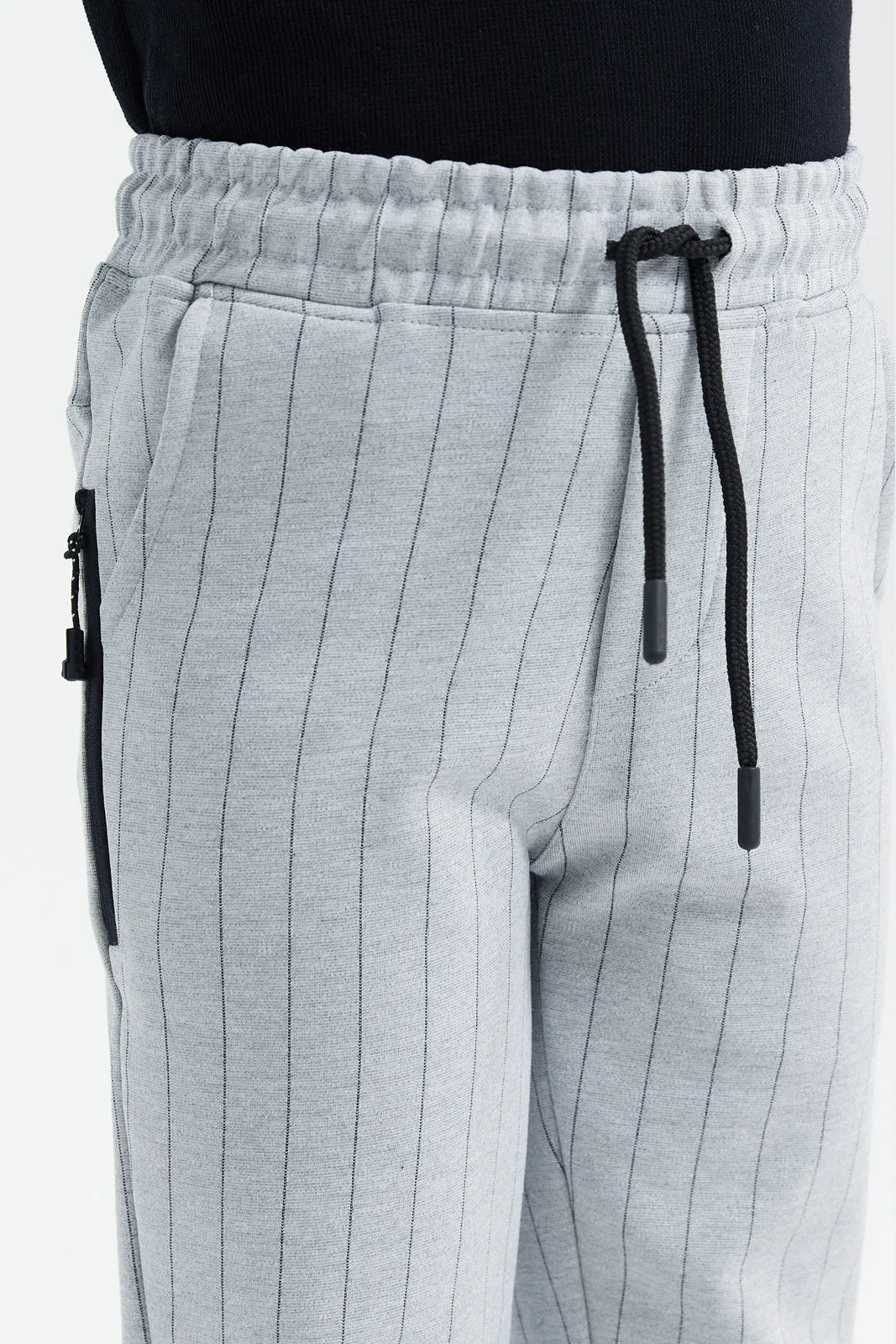 Boys Grey Trouser With Black Stripe