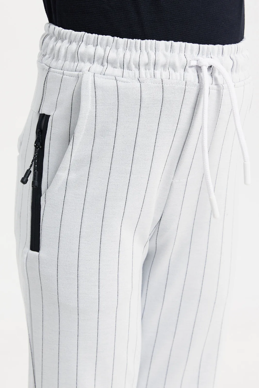 Boys White Striped Trousers