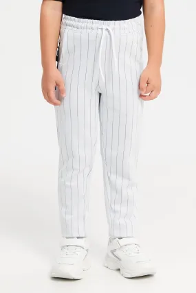 Boys White Striped Trousers