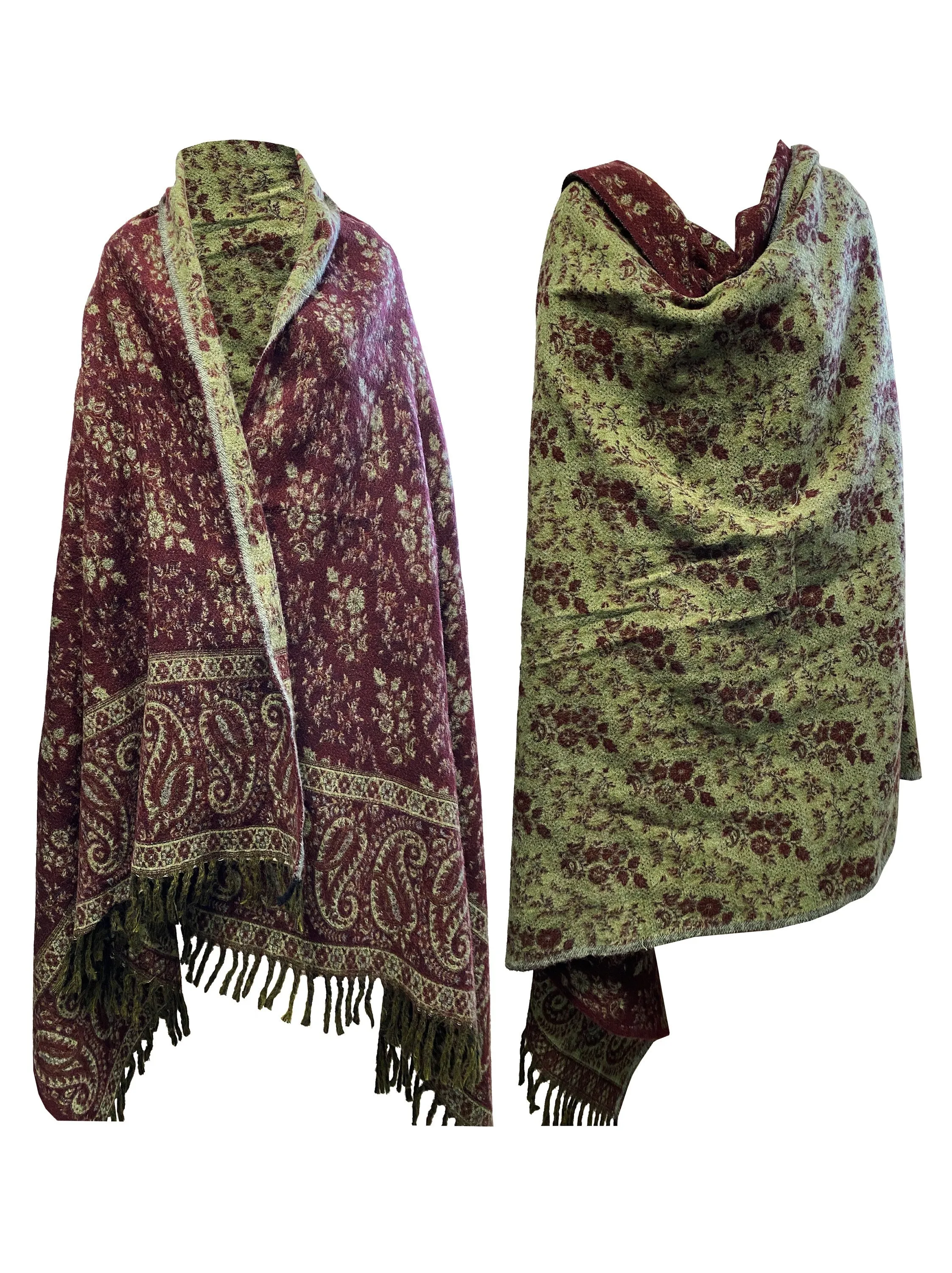 BROWN LUXURY HANDMADE soft floral Scarf Yak Wool comfortable scarf Shawl Blanket stole unisex Travel Wrap Meditation Soft Shawl special Gift