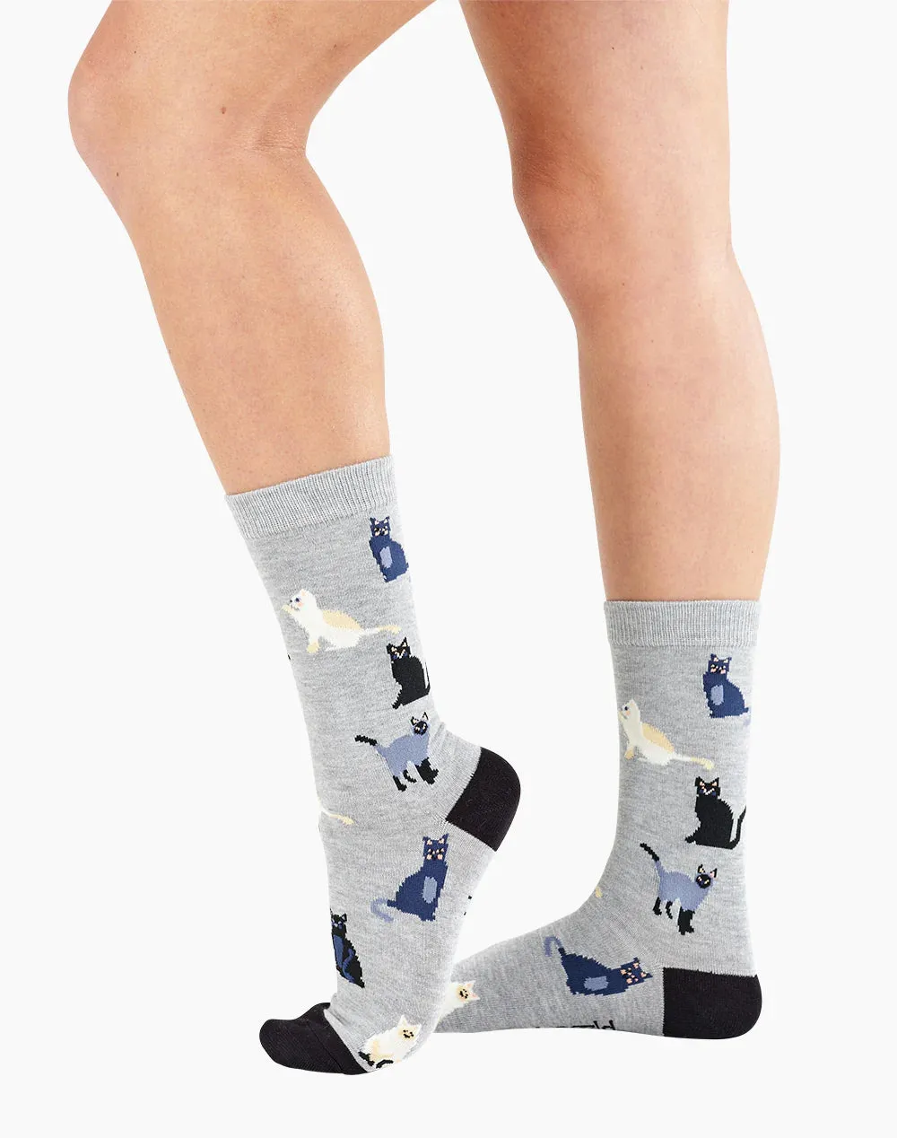 Cats in Blue Women's Bamboo Crew Socks