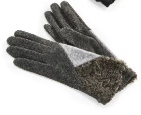 Charlie Paige Knit and Wool Gloves - Gray/Black