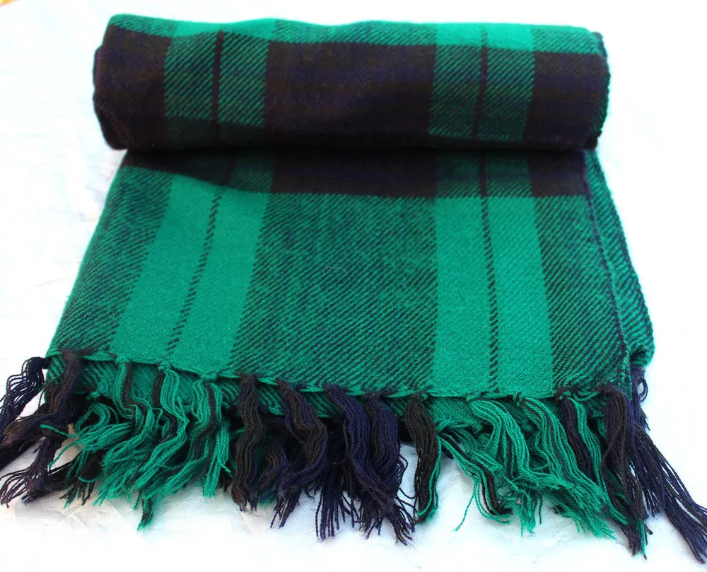 Check Yak Shawl Green